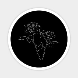 Rose Line Art Drawing - 2 Roses Magnet